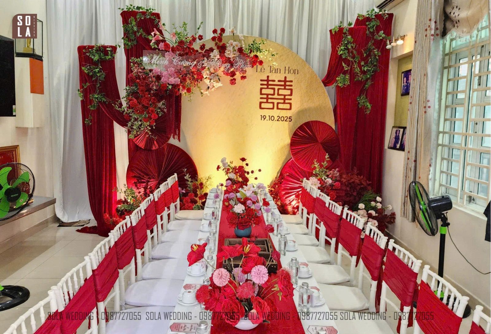 Trang Trí Gia Tiên Tone Đỏ 